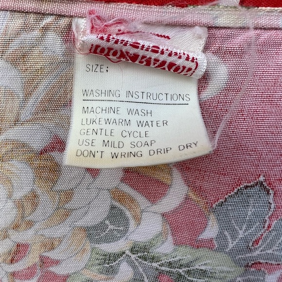 Vintage Japanese kimono red orange open front MADE IN JAPAN Rayon Flowers - Picture 4 of 6